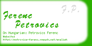 ferenc petrovics business card